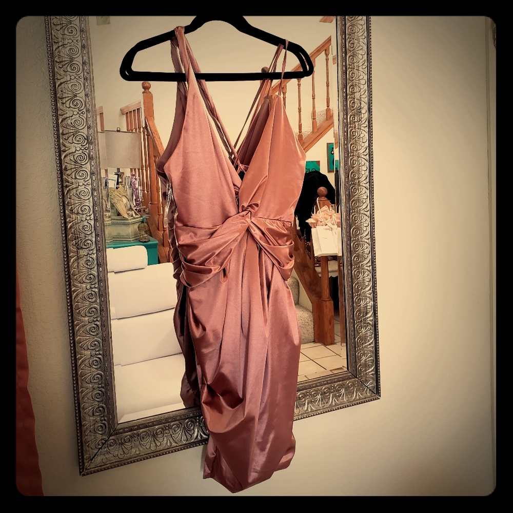 Satin Mauve Wrap Dress